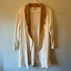 Dandy Del Mar Cream and Golden 3/4 Sleeve Open Front Robe, Size M/L